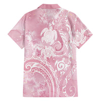 Aloha Hawaii Turtles Floral Family Matching Long Sleeve Bodycon Dress and Hawaiian Shirt Pink Marbles Glaze