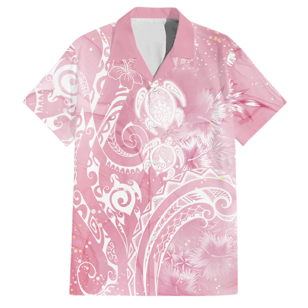 Aloha Hawaii Turtles Floral Family Matching Mermaid Dress and Hawaiian Shirt Pink Marbles Glaze