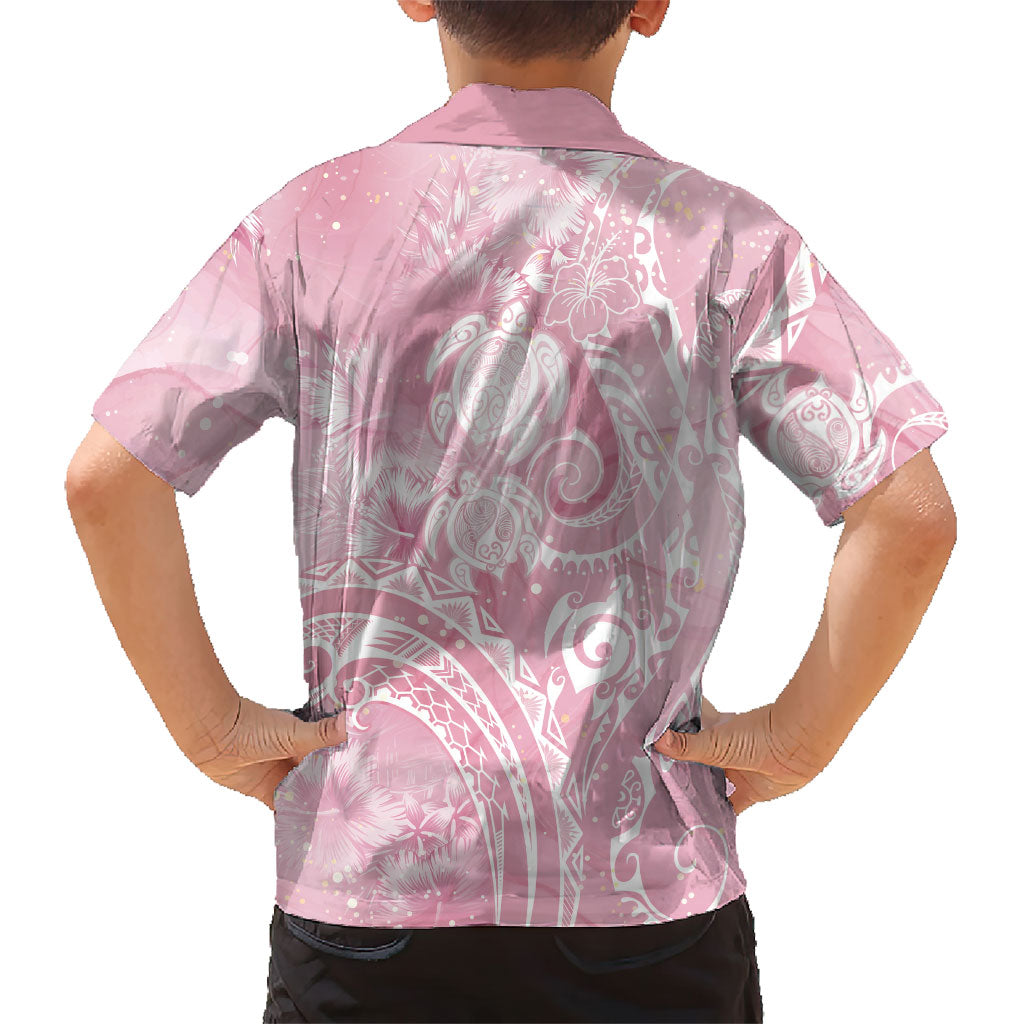 Aloha Hawaii Turtles Floral Family Matching Off Shoulder Maxi Dress and Hawaiian Shirt Pink Marbles Glaze