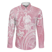 Aloha Hawaii Turtles Floral Family Matching Off Shoulder Short Dress and Hawaiian Shirt Pink Marbles Glaze