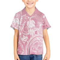 Aloha Hawaii Turtles Floral Family Matching Summer Maxi Dress and Hawaiian Shirt Pink Marbles Glaze