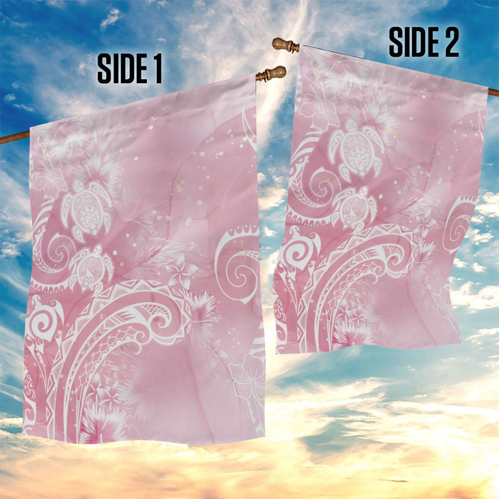 Aloha Hawaii Turtles Floral Garden Flag Pink Marbles Glaze