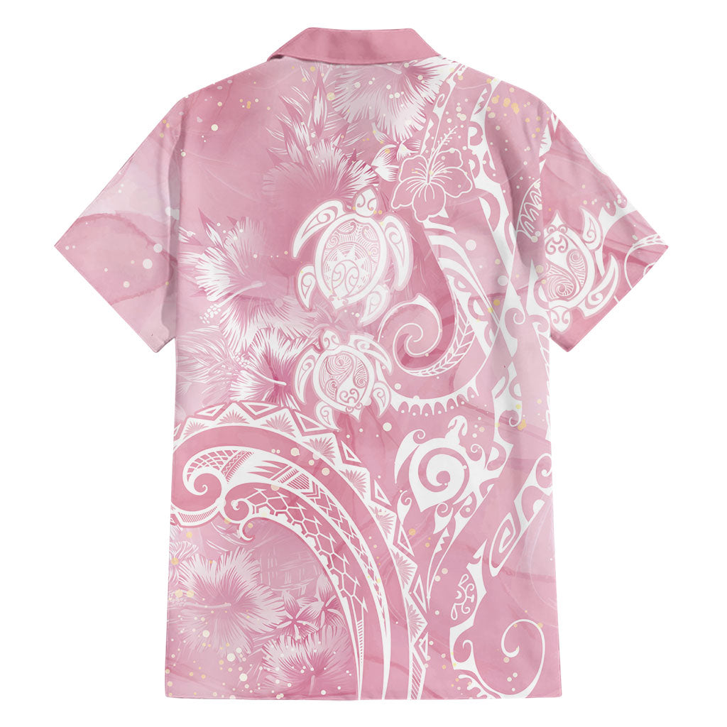 Aloha Hawaii Turtles Floral Hawaiian Shirt Pink Marbles Glaze