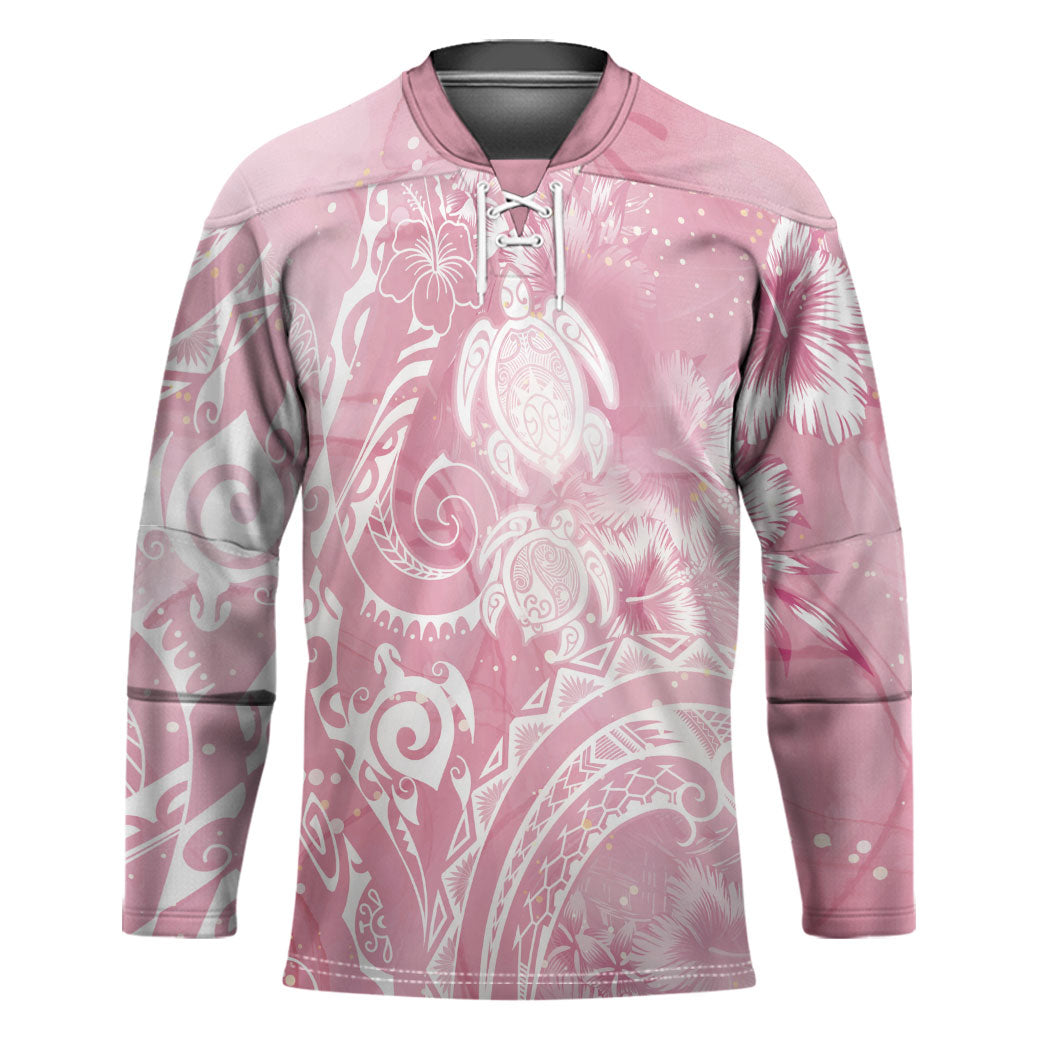Aloha Hawaii Turtles Floral Hockey Jersey Pink Marbles Glaze