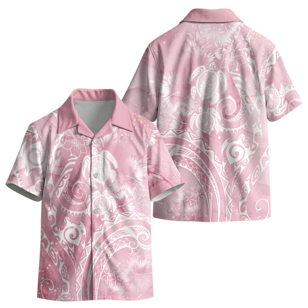 Aloha Hawaii Turtles Floral Kid Hawaiian Shirt Pink Marbles Glaze LT7