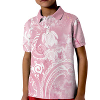 Aloha Hawaii Turtles Floral Kid Polo Shirt Pink Marbles Glaze