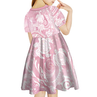 Aloha Hawaii Turtles Floral Kid Short Sleeve Dress Pink Marbles Glaze