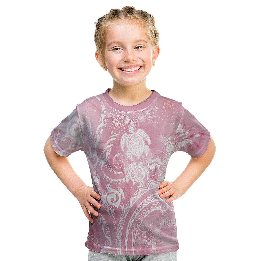 Aloha Hawaii Turtles Floral Kid T Shirt Pink Marbles Glaze