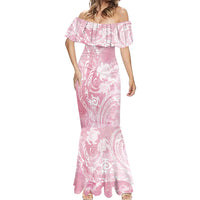 Aloha Hawaii Turtles Floral Mermaid Dress Pink Marbles Glaze