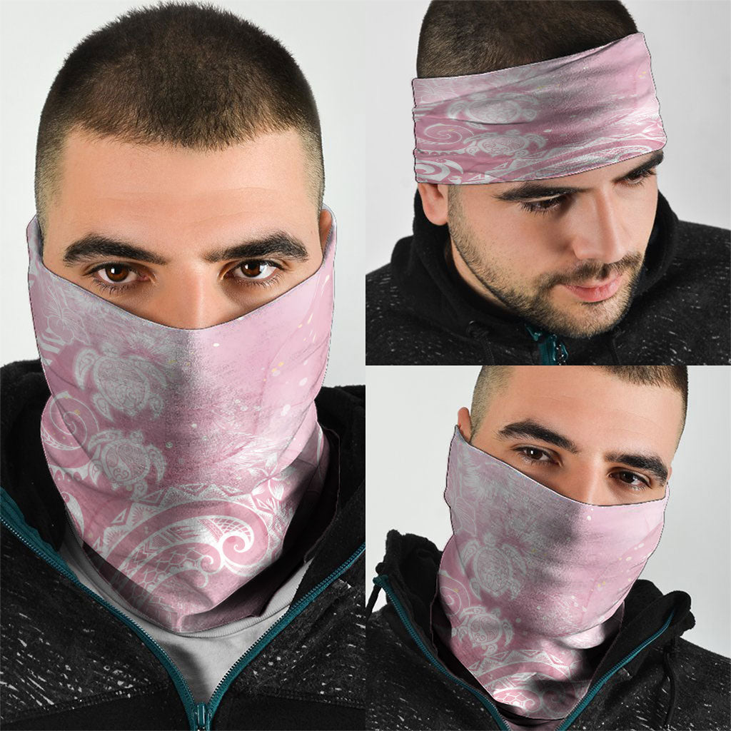 Aloha Hawaii Turtles Floral Neck Gaiter Pink Marbles Glaze
