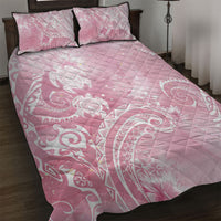 Aloha Hawaii Turtles Floral Quilt Bed Set Pink Marbles Glaze