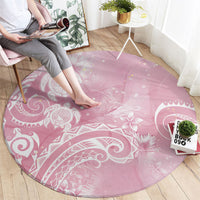 Aloha Hawaii Turtles Floral Round Carpet Pink Marbles Glaze