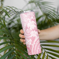 Aloha Hawaii Turtles Floral Skinny Tumbler Pink Marbles Glaze