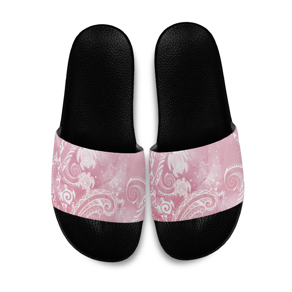 Aloha Hawaii Turtles Floral Slide Sandals Pink Marbles Glaze