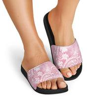 Aloha Hawaii Turtles Floral Slide Sandals Pink Marbles Glaze