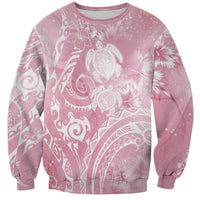 Aloha Hawaii Turtles Floral Sweatshirt Pink Marbles Glaze