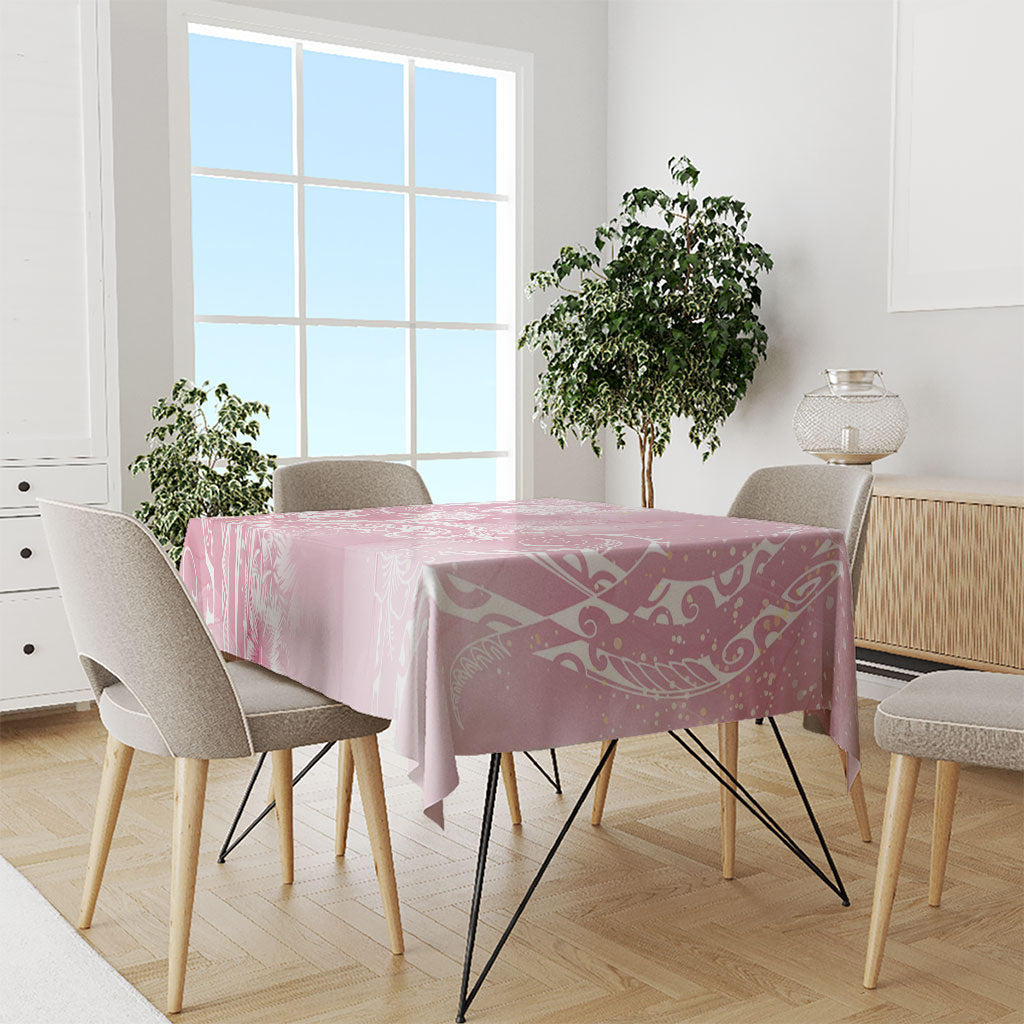 Aloha Hawaii Turtles Floral Tablecloth Pink Marbles Glaze