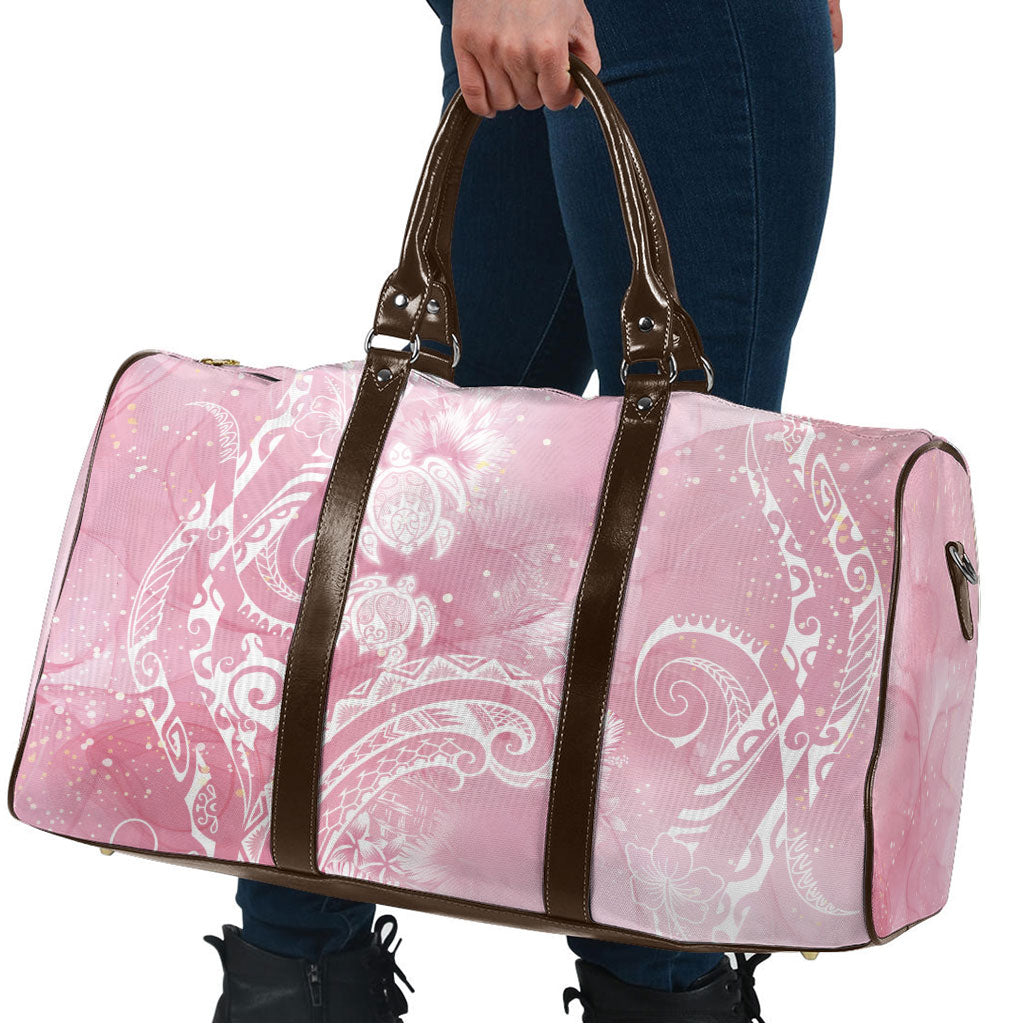 Aloha Hawaii Turtles Floral Travel Bag Pink Marbles Glaze