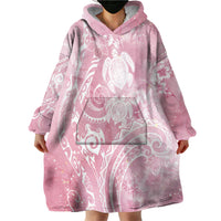 Aloha Hawaii Turtles Floral Wearable Blanket Hoodie Pink Marbles Glaze