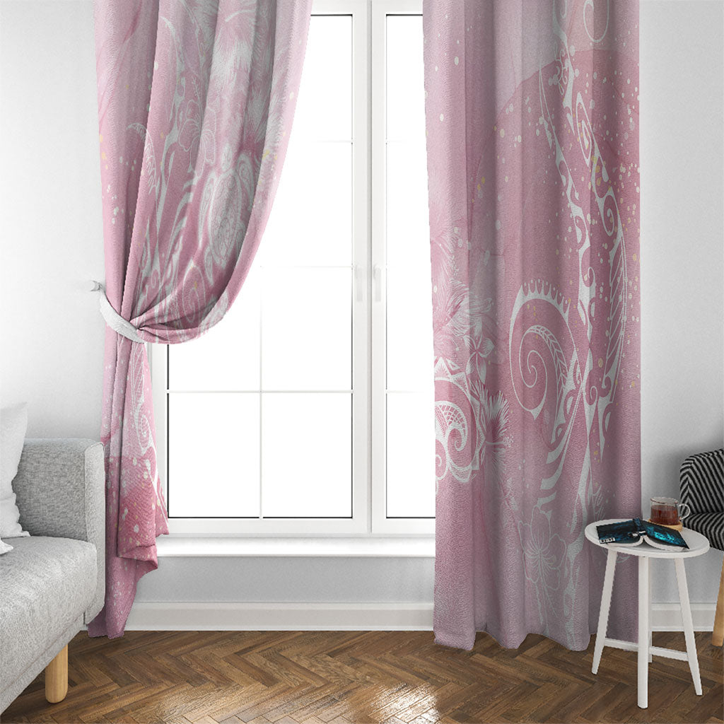 Aloha Hawaii Turtles Floral Window Curtain Pink Marbles Glaze