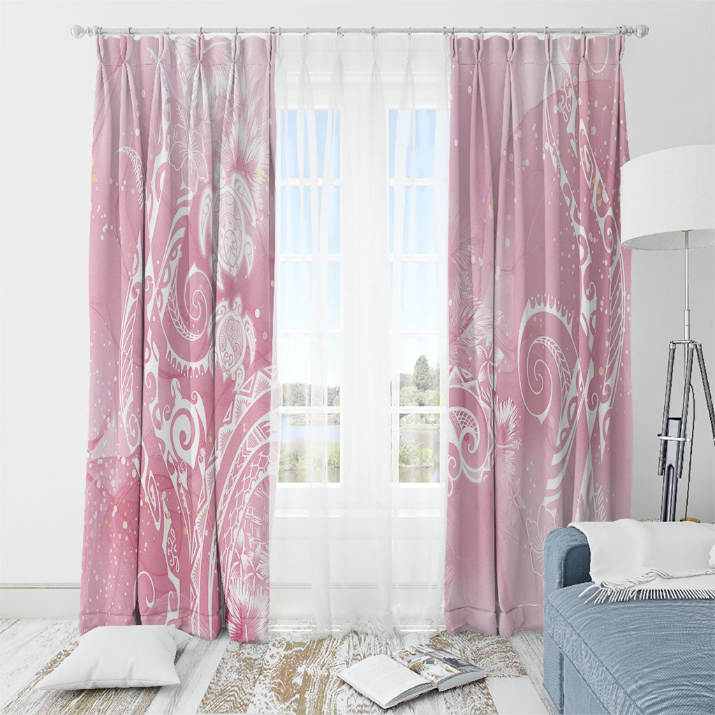 Aloha Hawaii Turtles Floral Window Curtain Pink Marbles Glaze