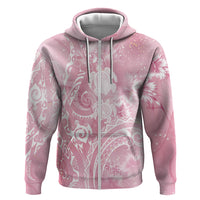 Aloha Hawaii Turtles Floral Zip Hoodie Pink Marbles Glaze
