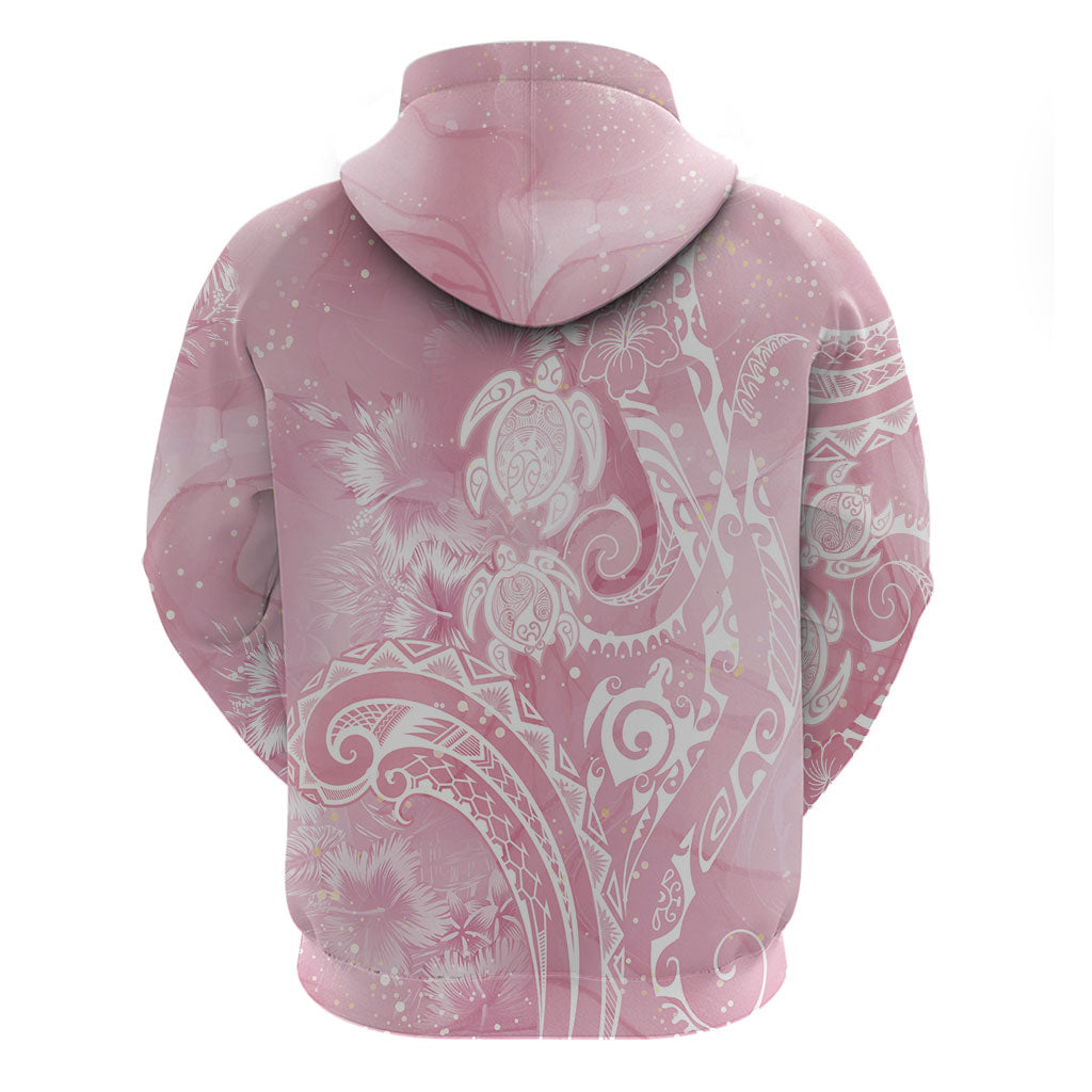 Aloha Hawaii Turtles Floral Zip Hoodie Pink Marbles Glaze