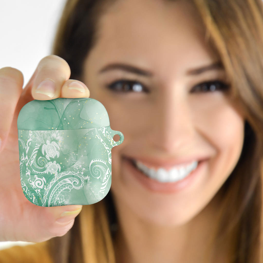 Aloha Hawaii Turtles Floral AirPods Case Seafoam Marbles Glaze