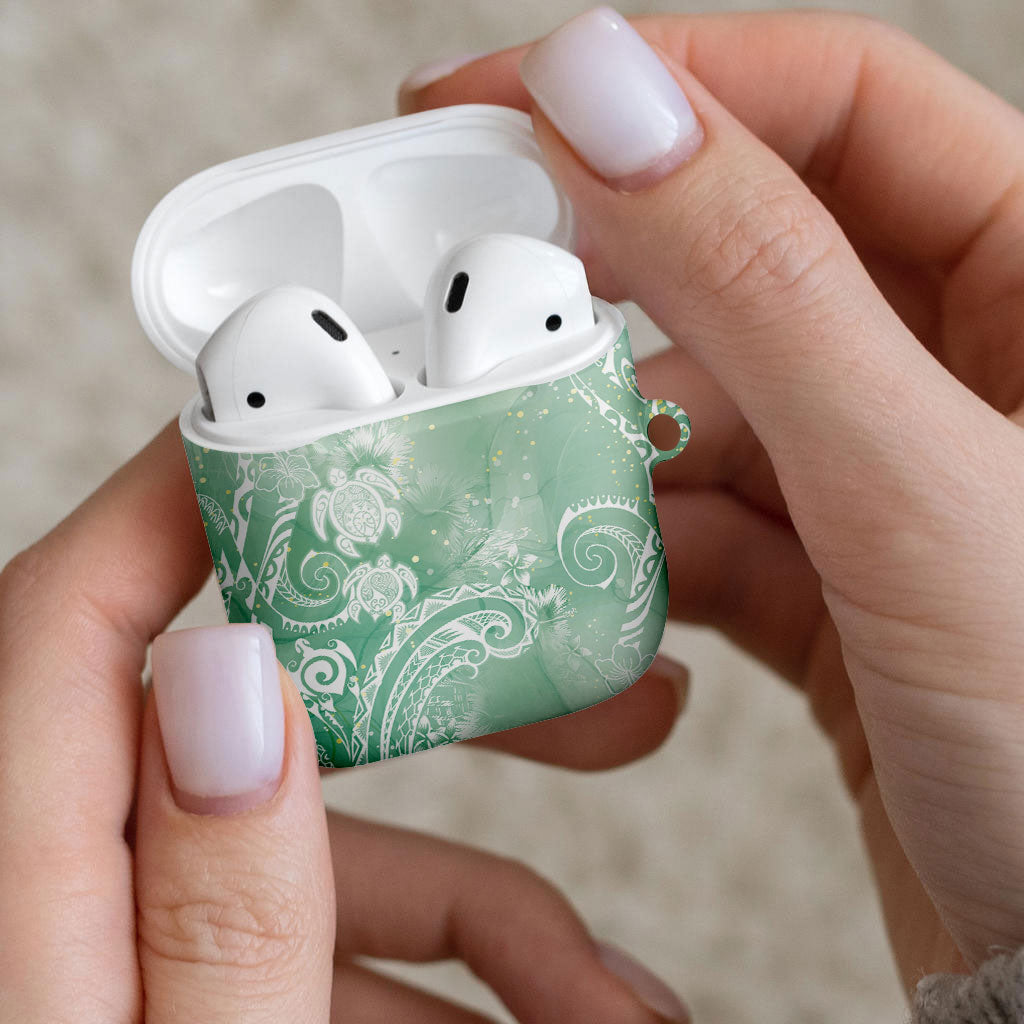 Aloha Hawaii Turtles Floral AirPods Case Seafoam Marbles Glaze