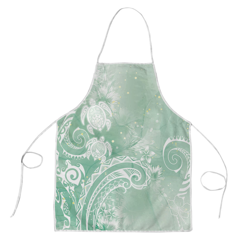 Aloha Hawaii Turtles Floral Apron Seafoam Marbles Glaze