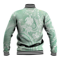 Aloha Hawaii Turtles Floral Baseball Jacket Seafoam Marbles Glaze
