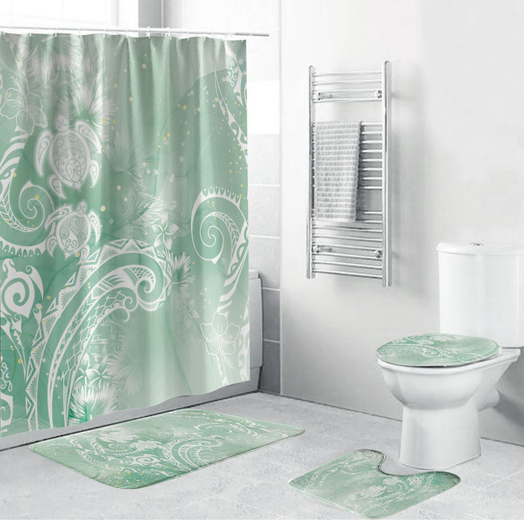 Aloha Hawaii Turtles Floral Bathroom Set Seafoam Marbles Glaze