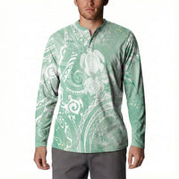 Aloha Hawaii Turtles Floral Button Sweatshirt Seafoam Marbles Glaze