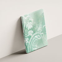 Aloha Hawaii Turtles Floral Canvas Wall Art Seafoam Marbles Glaze