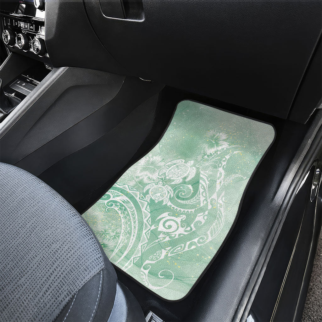 Aloha Hawaii Turtles Floral Car Mats Seafoam Marbles Glaze