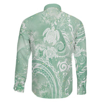 Aloha Hawaii Turtles Floral Family Matching Tank Maxi Dress and Hawaiian Shirt Seafoam Marbles Glaze