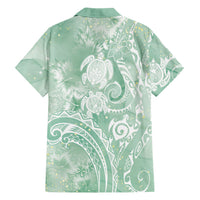 Aloha Hawaii Turtles Floral Hawaiian Shirt Seafoam Marbles Glaze