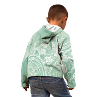 Aloha Hawaii Turtles Floral Kid Hoodie Seafoam Marbles Glaze