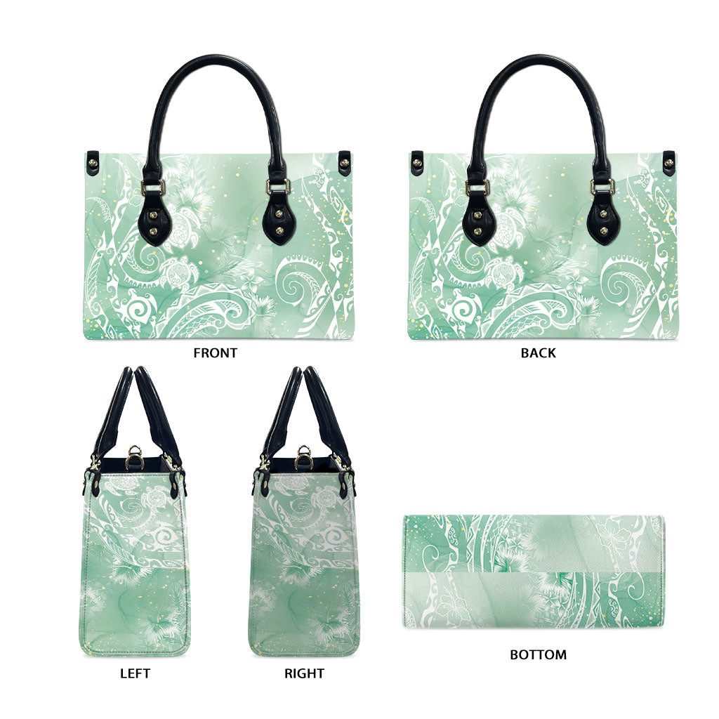 Aloha Hawaii Turtles Floral Leather Bag Seafoam Marbles Glaze