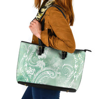 Aloha Hawaii Turtles Floral Leather Tote Bag Seafoam Marbles Glaze