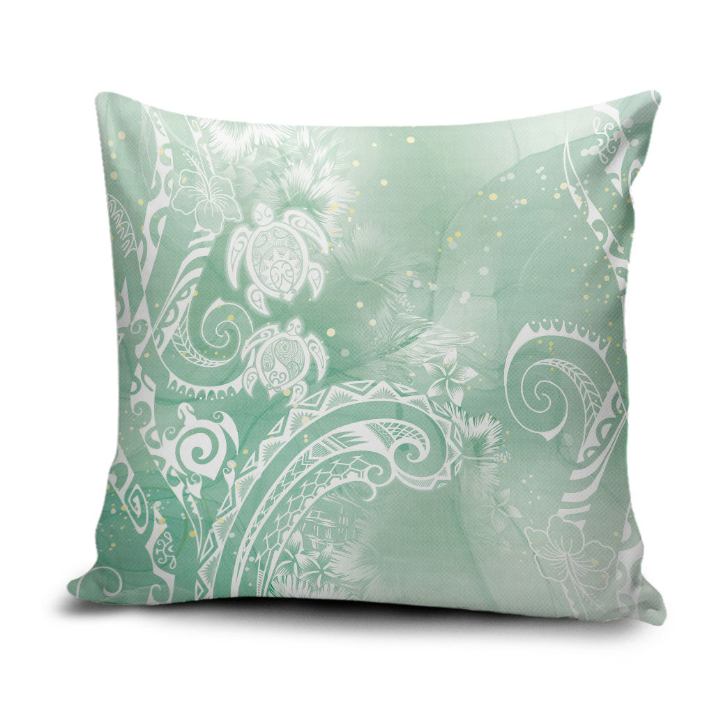 Aloha Hawaii Turtles Floral Pillow Cover Seafoam Marbles Glaze