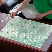 Aloha Hawaii Turtles Floral Puzzle Seafoam Marbles Glaze