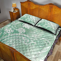 Aloha Hawaii Turtles Floral Quilt Bed Set Seafoam Marbles Glaze