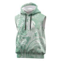 Aloha Hawaii Turtles Floral Sleeveless Hoodie Seafoam Marbles Glaze