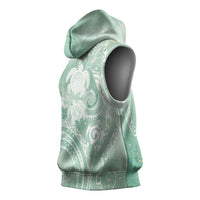 Aloha Hawaii Turtles Floral Sleeveless Hoodie Seafoam Marbles Glaze