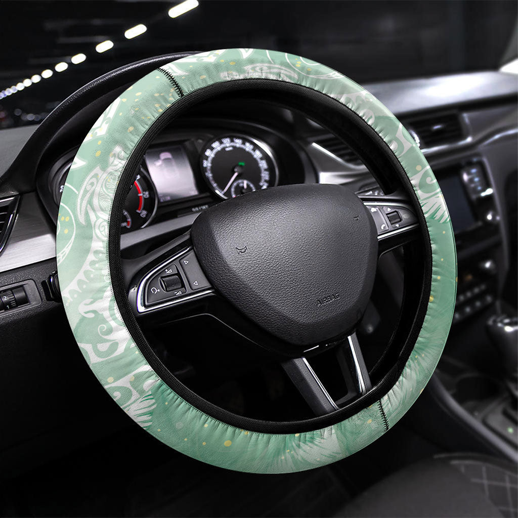 Aloha Hawaii Turtles Floral Steering Wheel Cover Seafoam Marbles Glaze