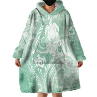 Aloha Hawaii Turtles Floral Wearable Blanket Hoodie Seafoam Marbles Glaze