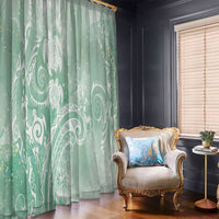 Aloha Hawaii Turtles Floral Window Curtain Seafoam Marbles Glaze