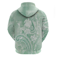 Aloha Hawaii Turtles Floral Zip Hoodie Seafoam Marbles Glaze