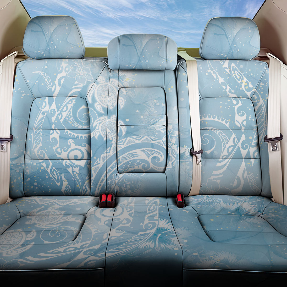 Aloha Hawaii Turtles Floral Back Car Seat Cover Aqua Marbles Glaze